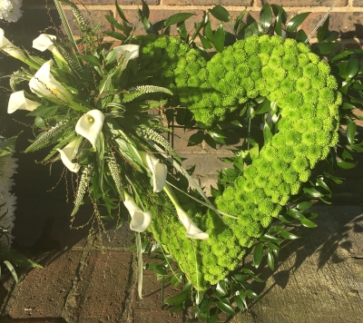 Open green white heart